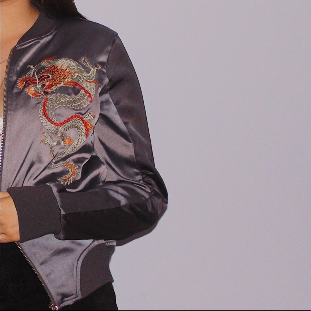 LF vintage satin bomber fits like a small